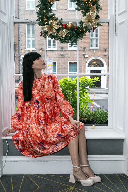 Orange Marble Swirl Dress