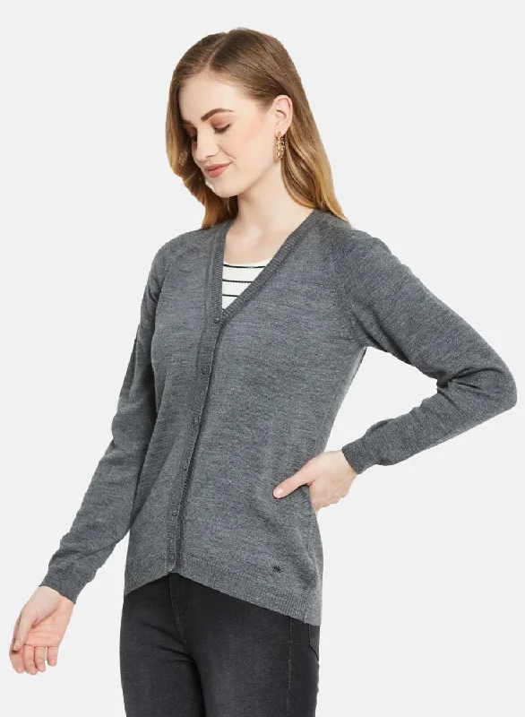 Women Grey Solid Cardigan