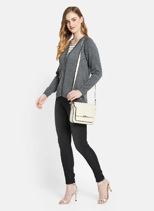 Women Grey Solid Cardigan