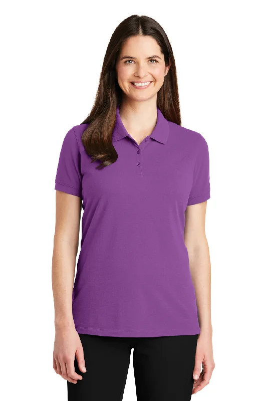 Port Authority Womens Wrinkle Resistant Short Sleeve Polo Shirt - Bright Violet Purple - Closeout