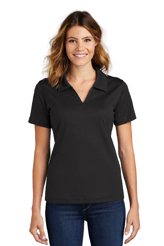 Sport-Tek Womens Dri-Mesh Moisture Wicking Short Sleeve Polo Shirt - Black