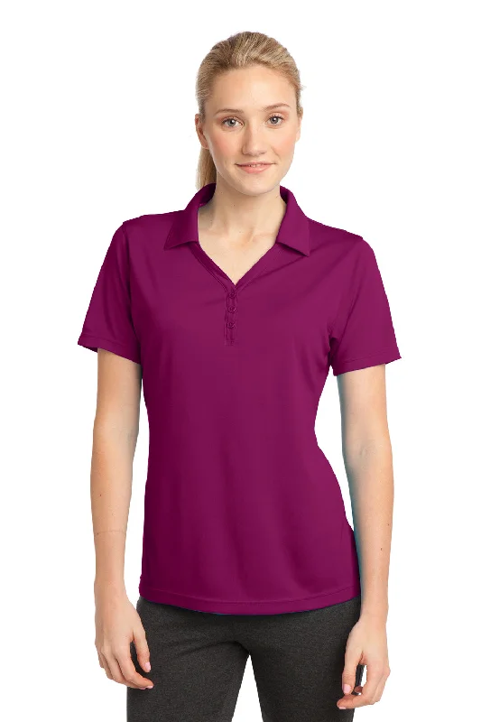 Sport-Tek Womens Micro-Mesh Moisture Wicking Short Sleeve Polo Shirt - Pink Rush - Closeout