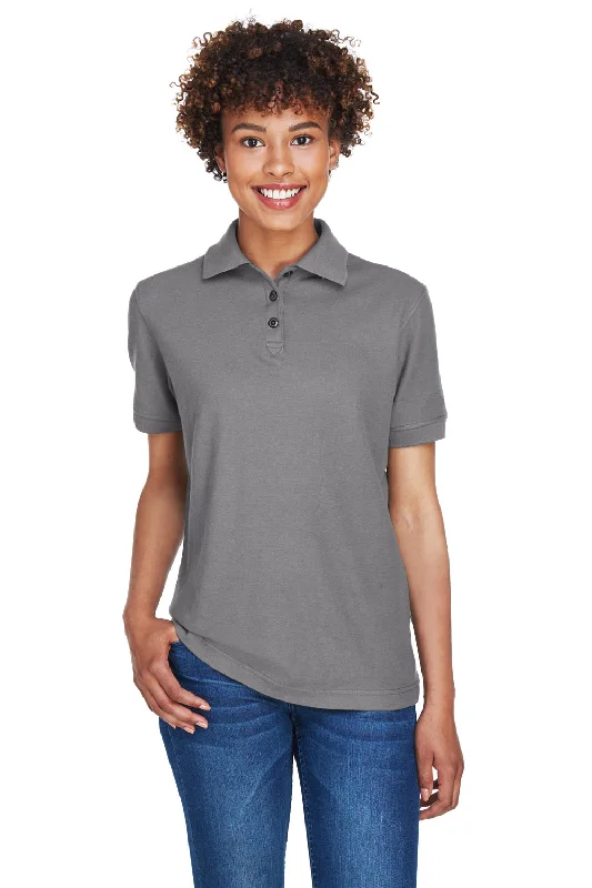 UltraClub Womens Whisper Short Sleeve Polo Shirt - Graphite Grey - Closeout