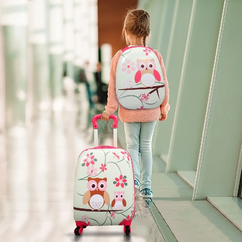Travel backpack rain covers made of durable nylon material2 Pcs Kid Luggage Set 12" Backpack & 16" Carry on Suitcase, Green