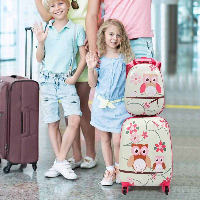 Travel document holders with multiple slots for passports and tickets2 PCS Kid's Animal Patterns Suitcase Luggage Set 16'' Carry on Hardside Spinner Toddler Travel Rolling Luggage, Light Green