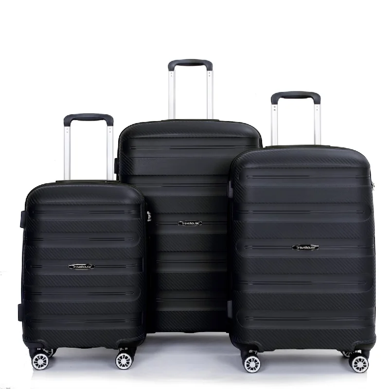 Luggage trolley organizers to hold small items like keys and phones3-Piece Hardshell Lightweight Suitcase Spinner Wheels Luggage Sets w/ TSA Lock