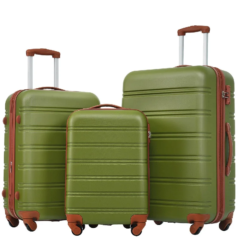 Leather luggage handles for a comfortable and stylish grip3-Piece Luggage Set Hardside Spinner Suitcase w/ TSA Lock 20" 24' 28" Available Leather luggage handles for a comfortable and stylish grip3-Piece Luggage Set Hardside Spinner Suitcase w/ TSA Lock 20" 24' 28" Available