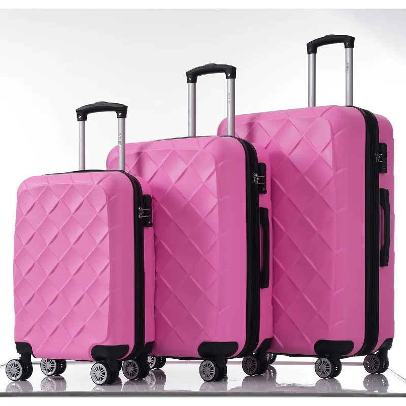 Leather luggage handles for a comfortable and stylish grip3-Piece Set Hard Shell Lightweight Expandable Spinner Wheel Travel Luggage(20/24/28)