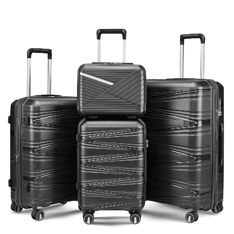 Travel garment hangers that are foldable for easy packing4 Piece Luggage Sets Hard Shell Lightweight Expandable Suitcase