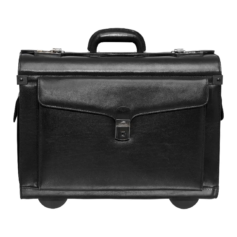 Luggage trolley organizers to hold small items like keys and phonesMancini Leather Vanizia Deluxe Wheeled Catalog Case - Black