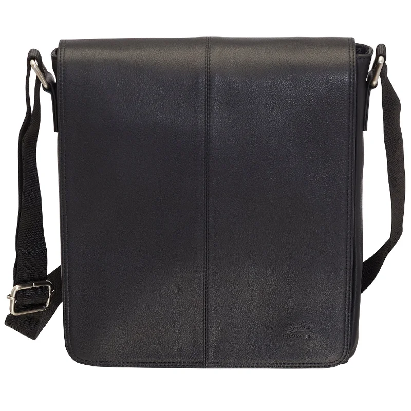 Luggage straps with buckle closures to secure overstuffed bagsMancini Leather Messenger Style Unisex Bag for Tablet/ E-reader, 10.25" x 3" x 12", Black