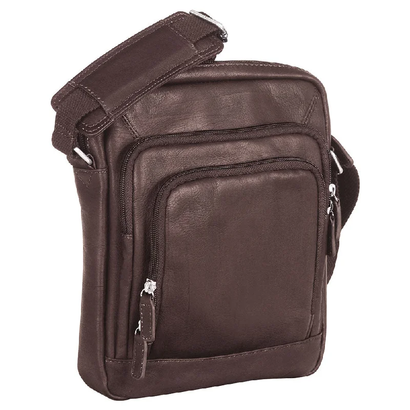 Anti - theft RFID blocking travel wallet for safe money and card storageMancini Leather Unisex tote for electronic tablets, 8" x 1.75" x 9.75", Brown