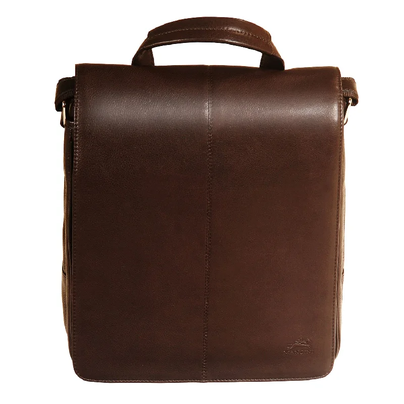 Leather luggage handles for a comfortable and stylish gripMessenger Style Tablet Bag, 10.5" x 4" x 12", Brown