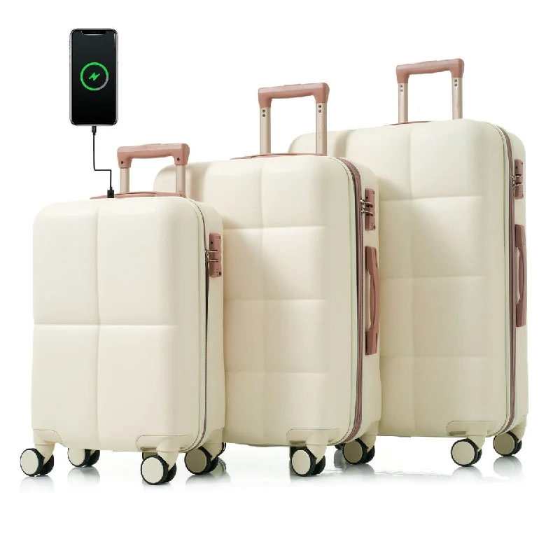 Travel garment hangers that are foldable for easy packingABS Hard Shell Luggage with USB Port (Set of 3) by Harper&Bright Designs