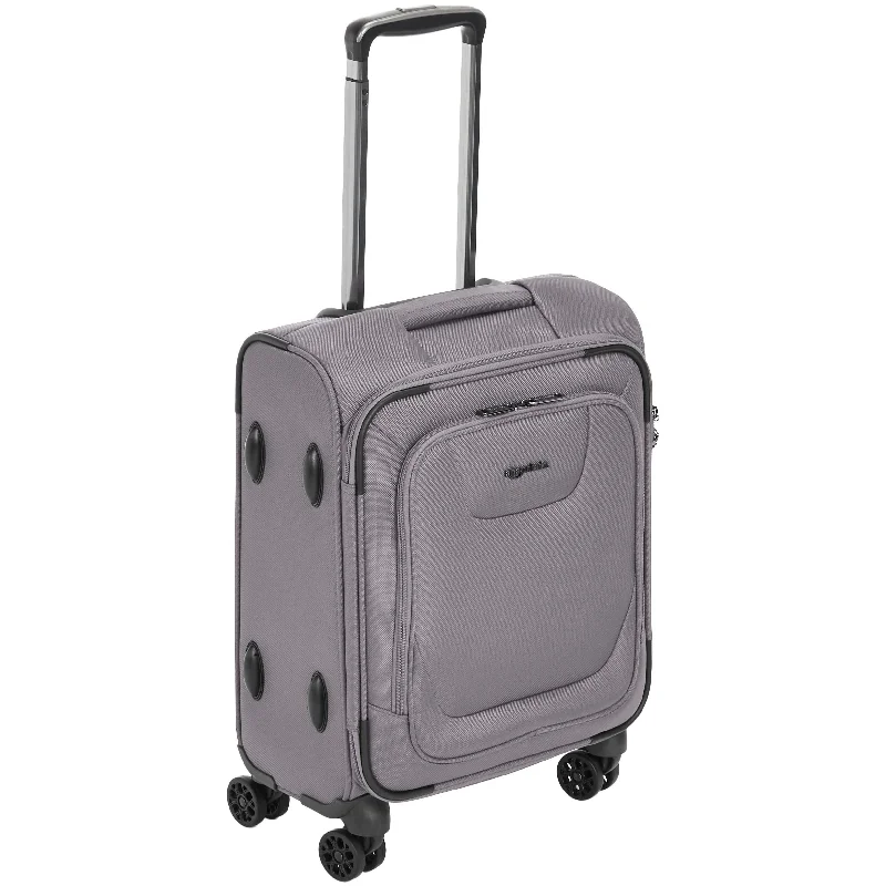 Travel garment hangers that are foldable for easy packingAmazonBasics Expandable Softside Carry-On Spinner Luggage Suitcase With TSA Lock And Wheels - 18 Inch, Grey