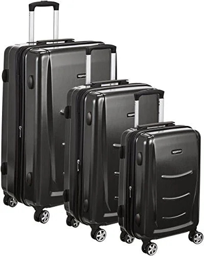 Anti - theft RFID blocking travel wallet for safe money and card storageAmazonbasics Hardshell Spinner Luggage - 3-Piece Set (20", 24", 28"), Slate Grey