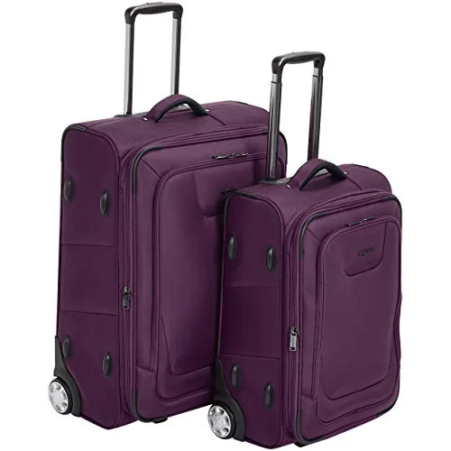Luggage straps with buckle closures to secure overstuffed bagsAmazonbasics Premium Softside Suitcase 2-Piece Set - 22/26-Inch, Purple