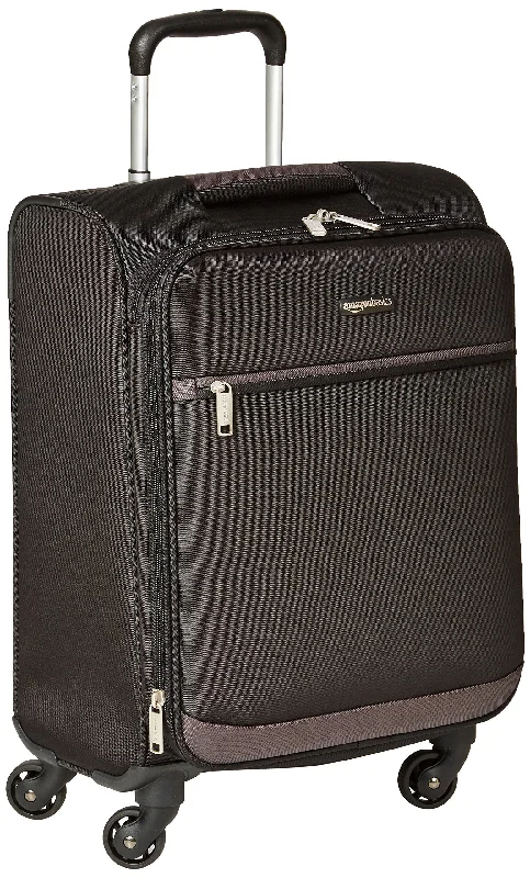 Magnetic luggage labels that can be easily changed or removedAmazonBasics Softside Carry-On Spinner Luggage Suitcase - 21 Inch, Black