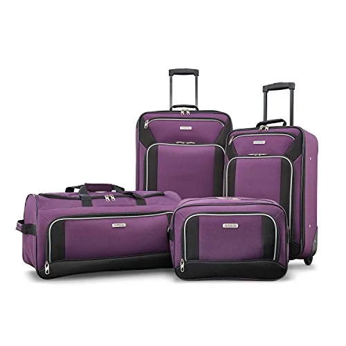 Expandable packing cubes sets in various sizes for organized suitcase packingAmerican Tourister Fieldbrook Xlt 4Pc Set (Bb/Wh Dfl/ 21/25 Upright), Purple/Black