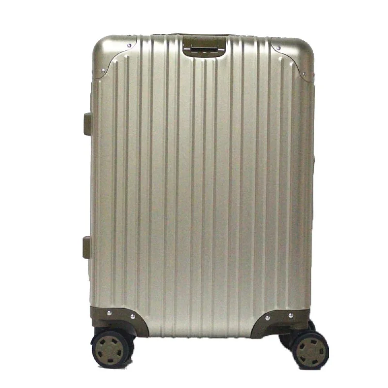 Leather luggage handles for a comfortable and stylish gripBoarding Suitcase, Aluminum-Magnesium Alloy Trolley Case, Durable Pc Luggage Case, With Tsa Lock Rotating Wheels, Gold, 20 inch