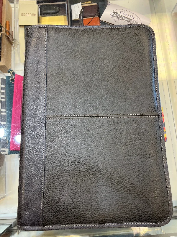 Luggage trolley organizers to hold small items like keys and phonesOn Sale- Classico- Leather Underarm Zippered Briefcase- $117