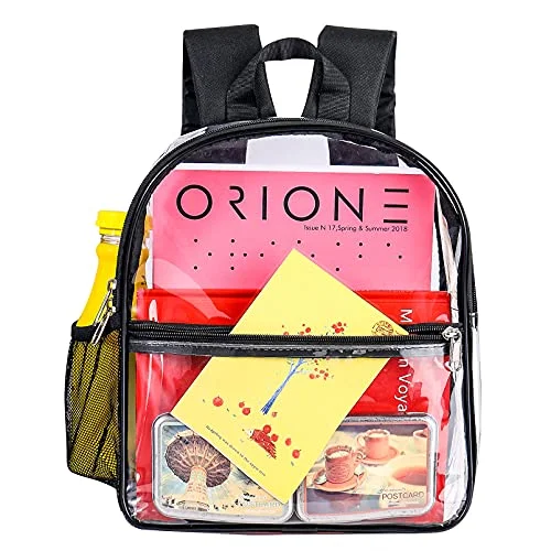 Luggage straps with buckle closures to secure overstuffed bagsClear Backpack Mini Stadium Approved, Cute Soft Shoulder Strap Waterproof lightweight Transparent See Through Backpack Small for Work, Travel, Concert, Beach & Sport Events(Black)
