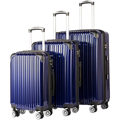 Hanging toiletry bags with multiple compartments for bathroom essentialsCoolife Luggage Expandable 3 Piece Sets Pc+Abs Spinner Suitcase 20 Inch 24 Inch 28 Inch (Navy)
