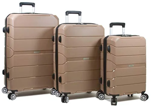 Compression packing bags to save space in travel backpacksDejuno Ark 3-Piece Lightweight Hardside Spinner Luggage Set-Pink