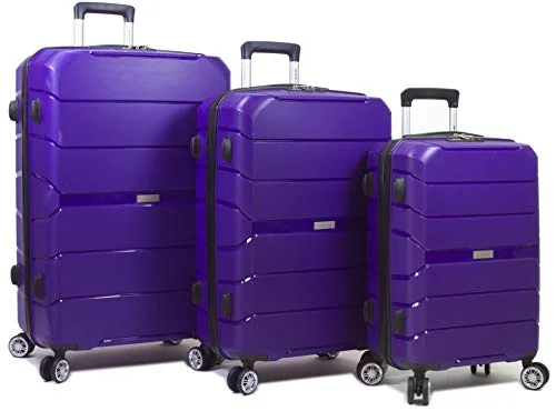 Earplugs and eye masks set for a good sleep during long - haul flightsDejuno Ark 3-Piece Lightweight Hardside Spinner Luggage Set-Purple
