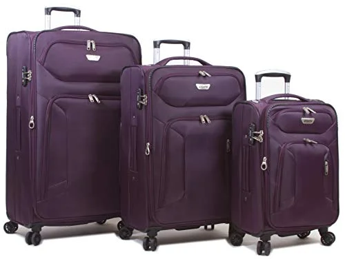 TSA-approved combination locks for luggage security during international travelDejuno Cirrus Lightweight Nylon 3-Piece Spinner Luggage Set-Purple
