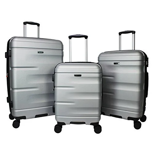 Portable shoe bags to keep footwear separate in suitcasesDejuno Emerson 3-Piece Hardside Expandable Spinner Luggage Set, Silver