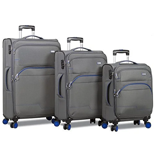 Travel document holders with multiple slots for passports and ticketsDejuno Everest 3-Piece Expandable Spinner Combination Lock Luggage Set, Grey