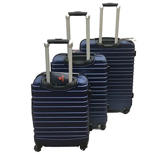 Charging station travel adapters with multiple USB ports for powering devices on the goDejuno Impact Hardside 3-Piece Spinner Luggage Set, Navy