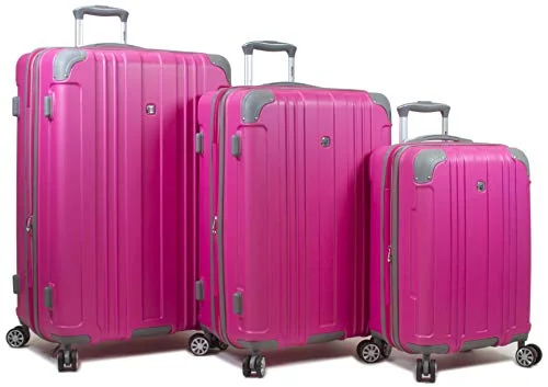 Hanging toiletry bags with multiple compartments for bathroom essentialsDejuno Kingsley Abs 3-Piece Hardside Spinner Luggage Set-Pink