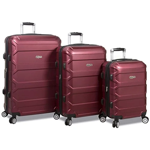 Charging station travel adapters with multiple USB ports for powering devices on the goDejuno Logan 3-Piece Hardside Spinner Combination Lock Luggage Set, Burgundy