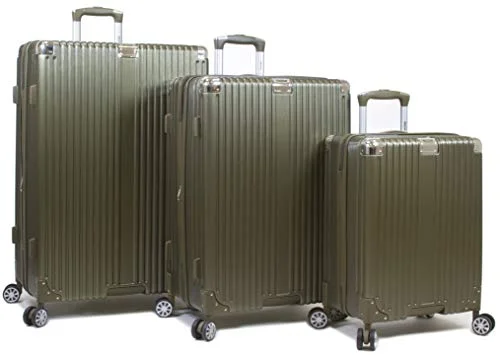 Luggage trolley organizers to hold small items like keys and phonesDejuno Moda Scratch Resistant 3-Piece Hardside Spinner Luggage Set-Olive