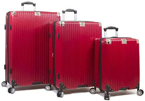 TSA-approved combination locks for luggage security during international travelDejuno Moda Scratch Resistant 3-Piece Hardside Spinner Luggage Set-Red