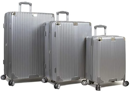 Lightweight luggage tags with personalized names and contact info for easy identificationDejuno Moda Scratch Resistant 3-Piece Hardside Spinner Luggage Set-Silver