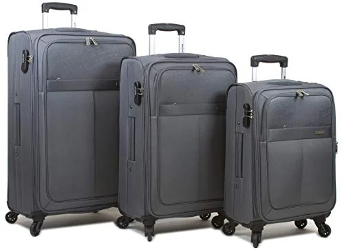 Earplugs and eye masks set for a good sleep during long - haul flightsDejuno Tuscany 3-Piece Lightweight Spinner Luggage Set-Grey