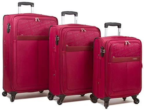 Luggage straps with buckle closures to secure overstuffed bagsDejuno Tuscany 3-Piece Lightweight Spinner Luggage Set-Red