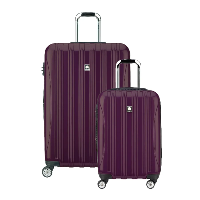 Lightweight luggage tags with personalized names and contact info for easy identificationDelsey Luggage Helium Aero Spinner Luggage Set (21"/29"), Plum