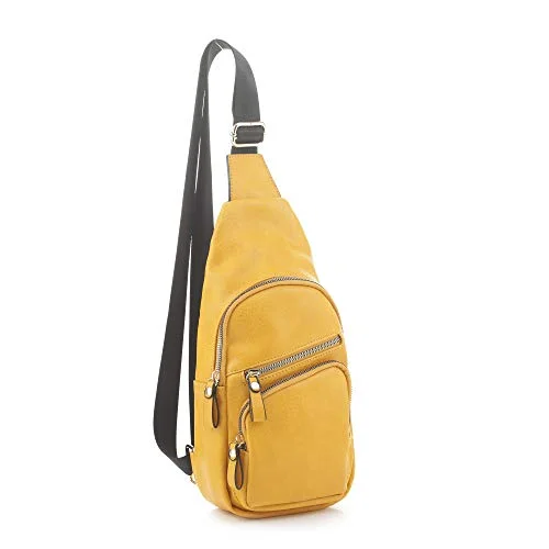 Anti - theft RFID blocking travel wallet for safe money and card storageEMPERIA Faux Leather Small Sling Backpack Multipurpose Chest Bag Hiking Travel Daypack Rushsack Outdoor Mustard