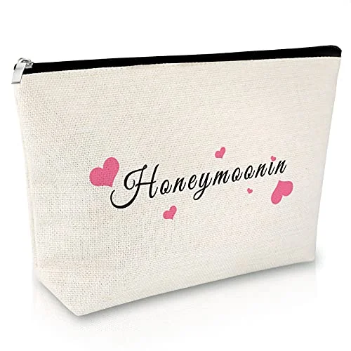 Anti - theft RFID blocking travel wallet for safe money and card storageEngagement Gifts for Women Bride Cosmetic Bag Honeymoonin' Wedding Cosmetic Bag Bridal Shower Gifts Bride Makeup Bag Bride Gift Wedding Party Gift Bridal Party Gift and Travel Make Up Pouch