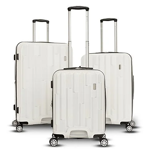 Leather luggage handles for a comfortable and stylish gripGabbiano Avila Collection 3-Piece Hardside Upright Spinner Set (White)