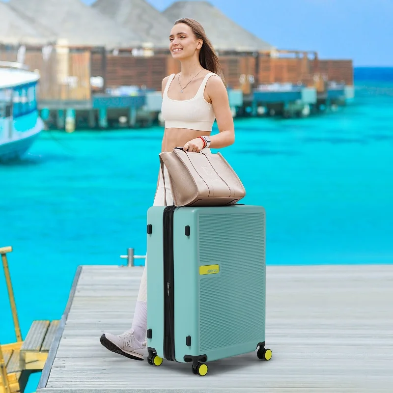 Compression packing bags to save space in travel backpacksHardside Luggage Spinner Suitcase Sets with TSA Lock, Teal Blue