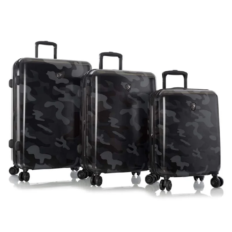 Magnetic luggage labels that can be easily changed or removedHeys Black Camo 3pc Spinner Luggage Set
