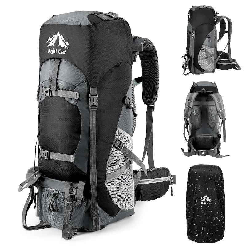 Luggage straps with buckle closures to secure overstuffed bagsHiking Backpacks 70L Camping Backpacking Packs for Men Women Lightweight Outdoor for Mountaineering Traveling, No Internal Frame