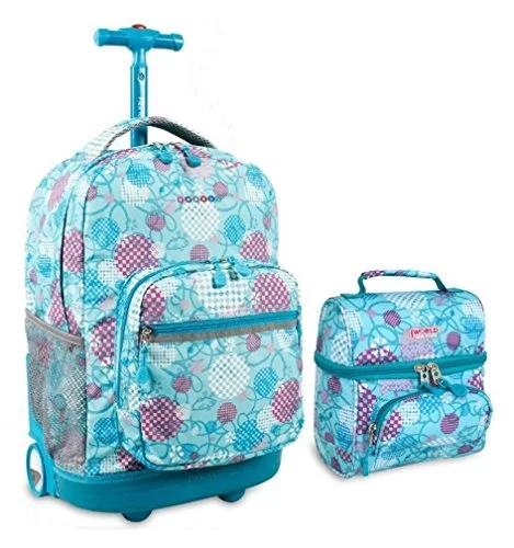 TSA-approved combination locks for luggage security during international travelJ World Combo Rolling Backpack & Lunch Bag Back To School Bundle Set Sunrise / Corey, Dandelion