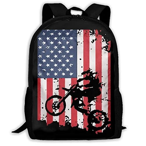 Magnetic luggage labels that can be easily changed or removedJimHappy School Backpack American Flag Motocross Dirtbike 3D Adult Outdoor Leisure Sports Backpack