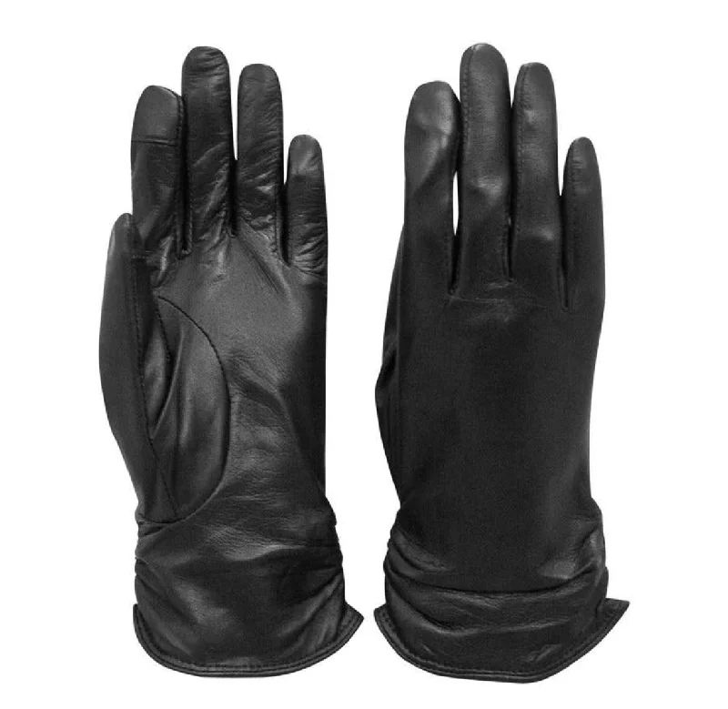 Leather luggage handles for a comfortable and stylish gripLeather Fleece Lined Tech Gloves